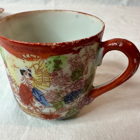 Vintage Antique Japanese Geisha Ware red porcelain demitasse cup … - Picture 15 of 16